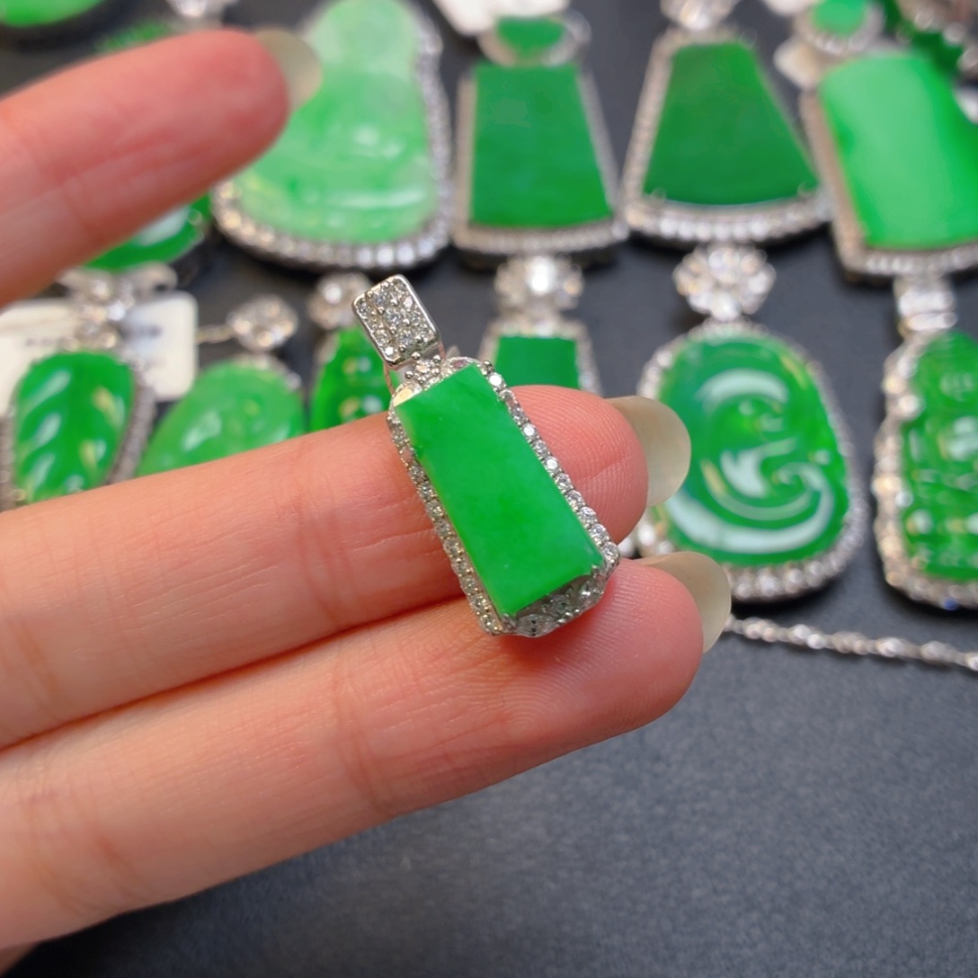 翡翠银S925镶嵌吊坠(不含链)