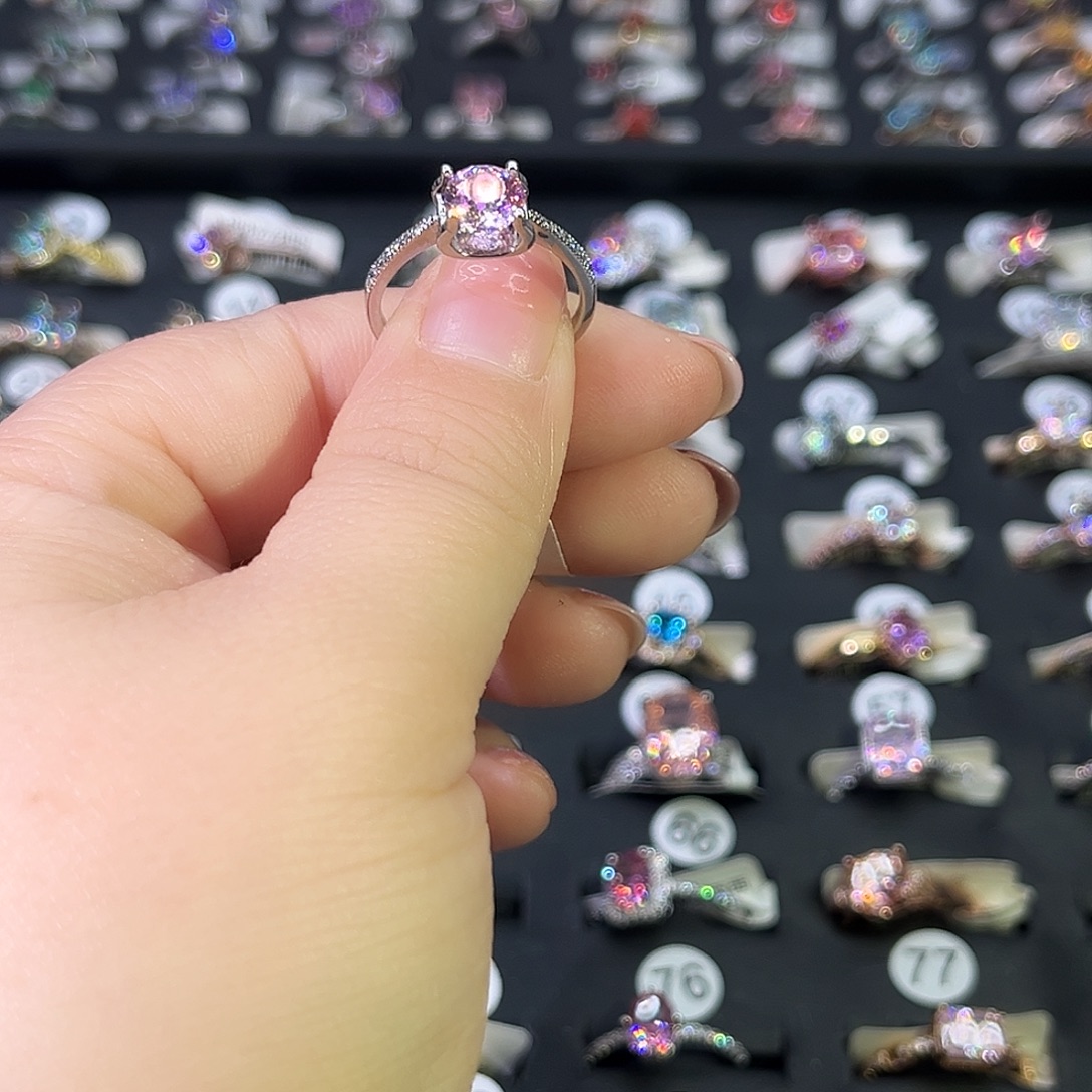 莫桑石非金属B微镶牛头炫彩粉一卡-11