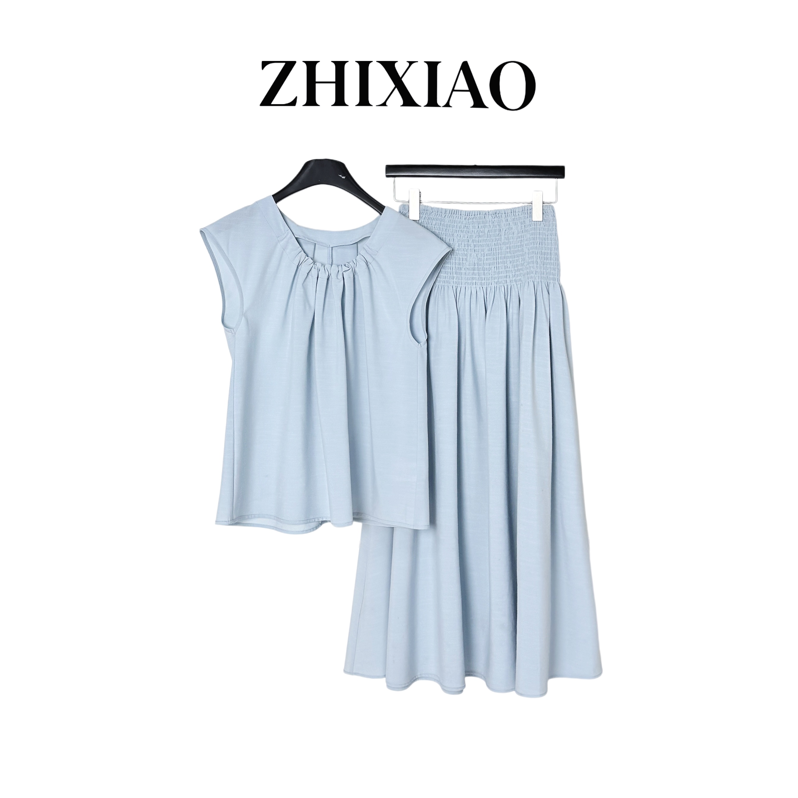 【ZHIXIAO】夏季新款：束腰无袖套装1545