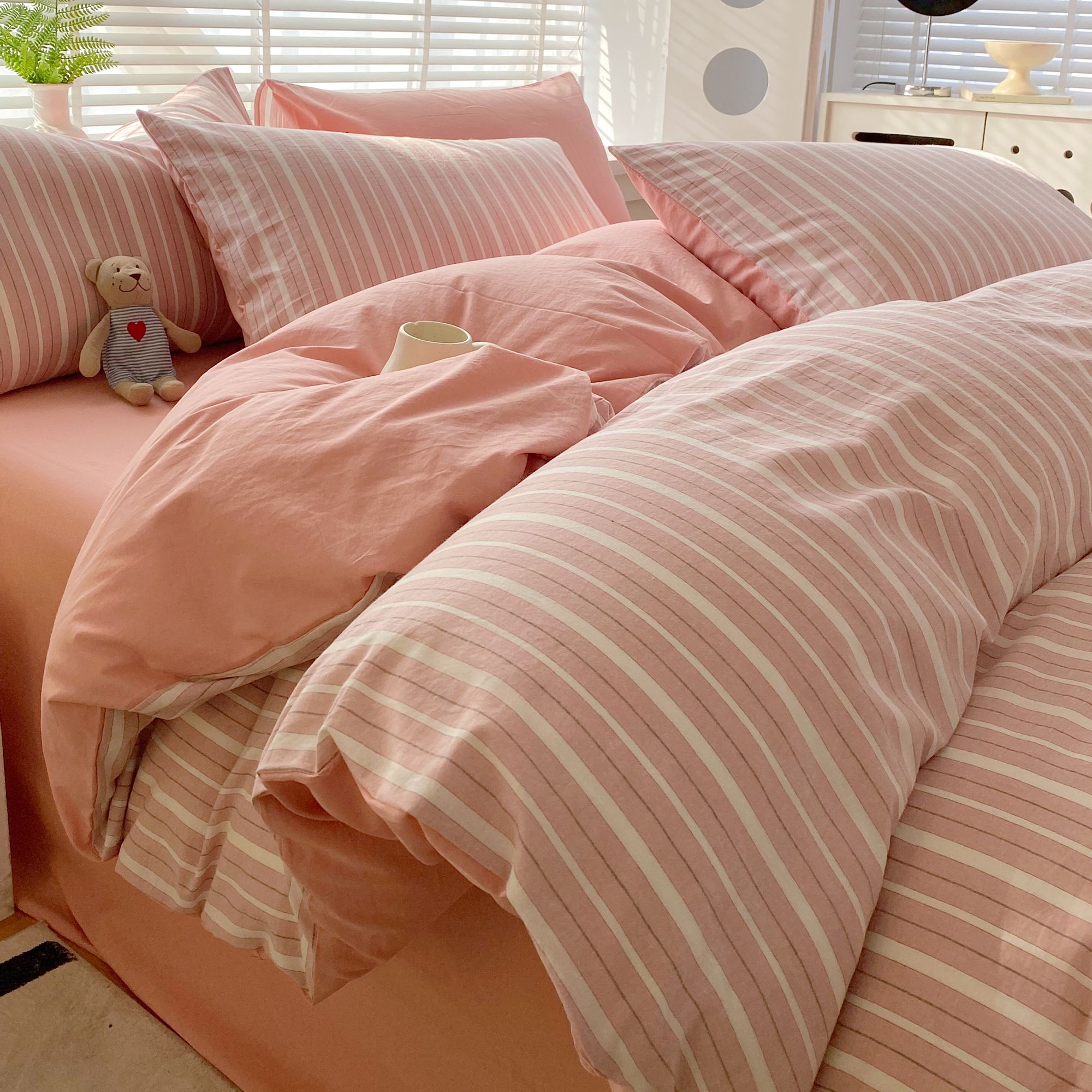 （单被套）100%全棉色织水洗棉被套格子条纹纯色被罩单双人纯棉被罩