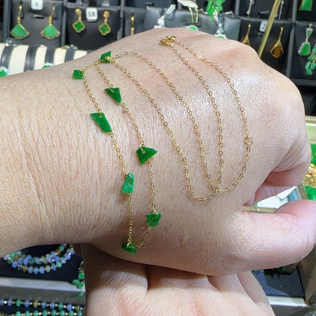 翡翠18K金镶嵌颈饰项链