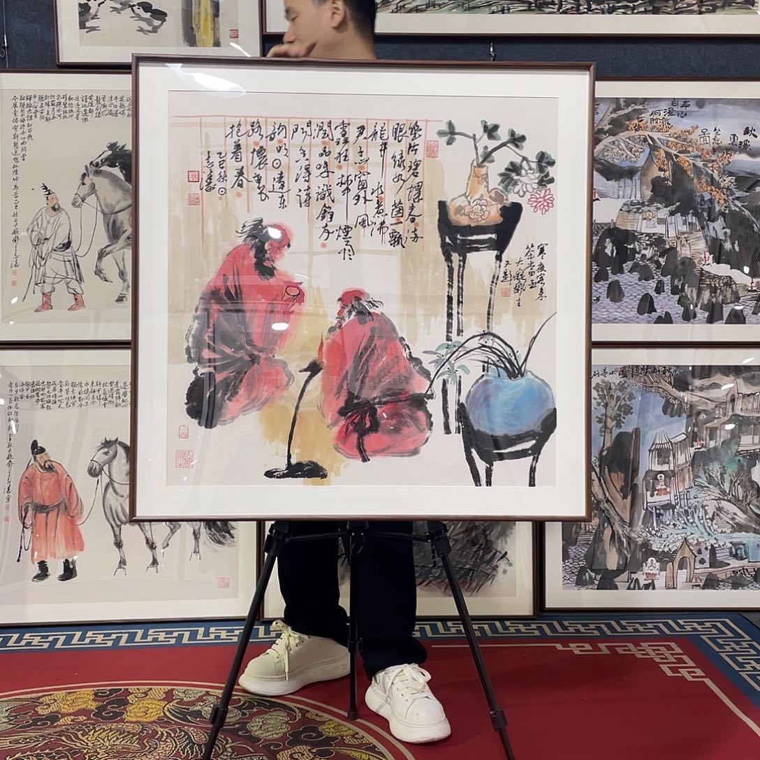 国画手绘画作品带框80/80