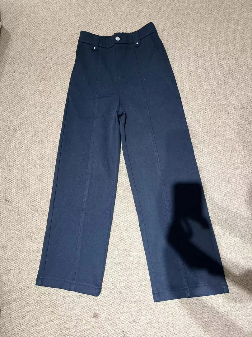 25255秋冬时尚休闲后松紧腰小个子加绒九分直筒裤七