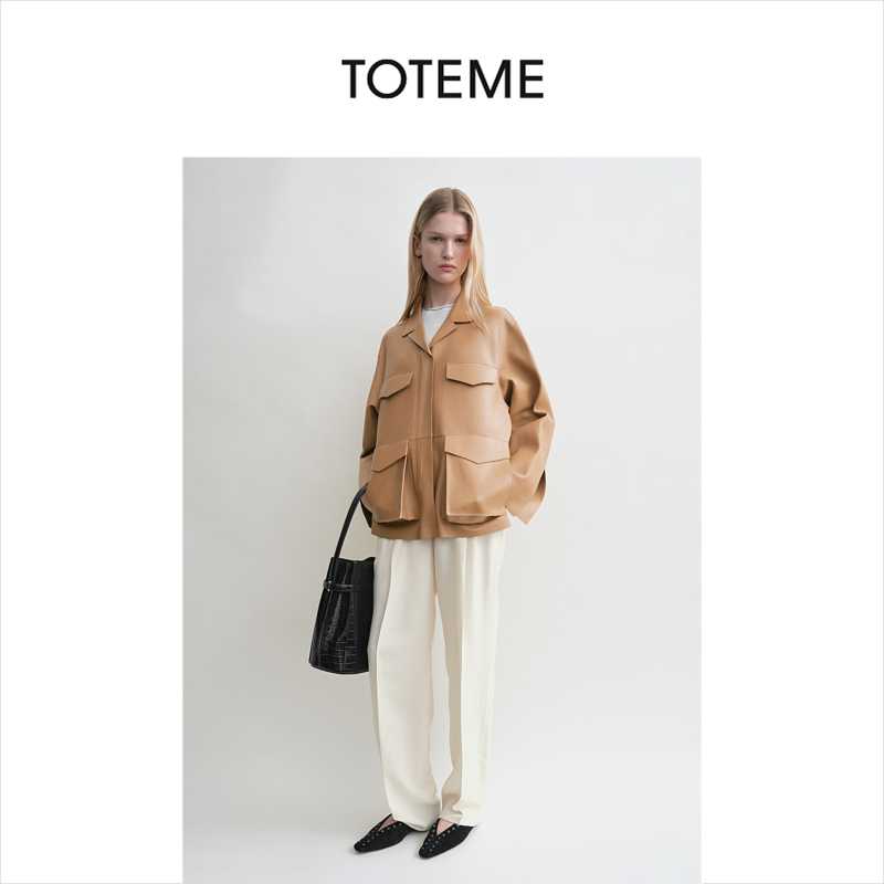 TOTEME女装绵羊皮短款工装皮夹克外套