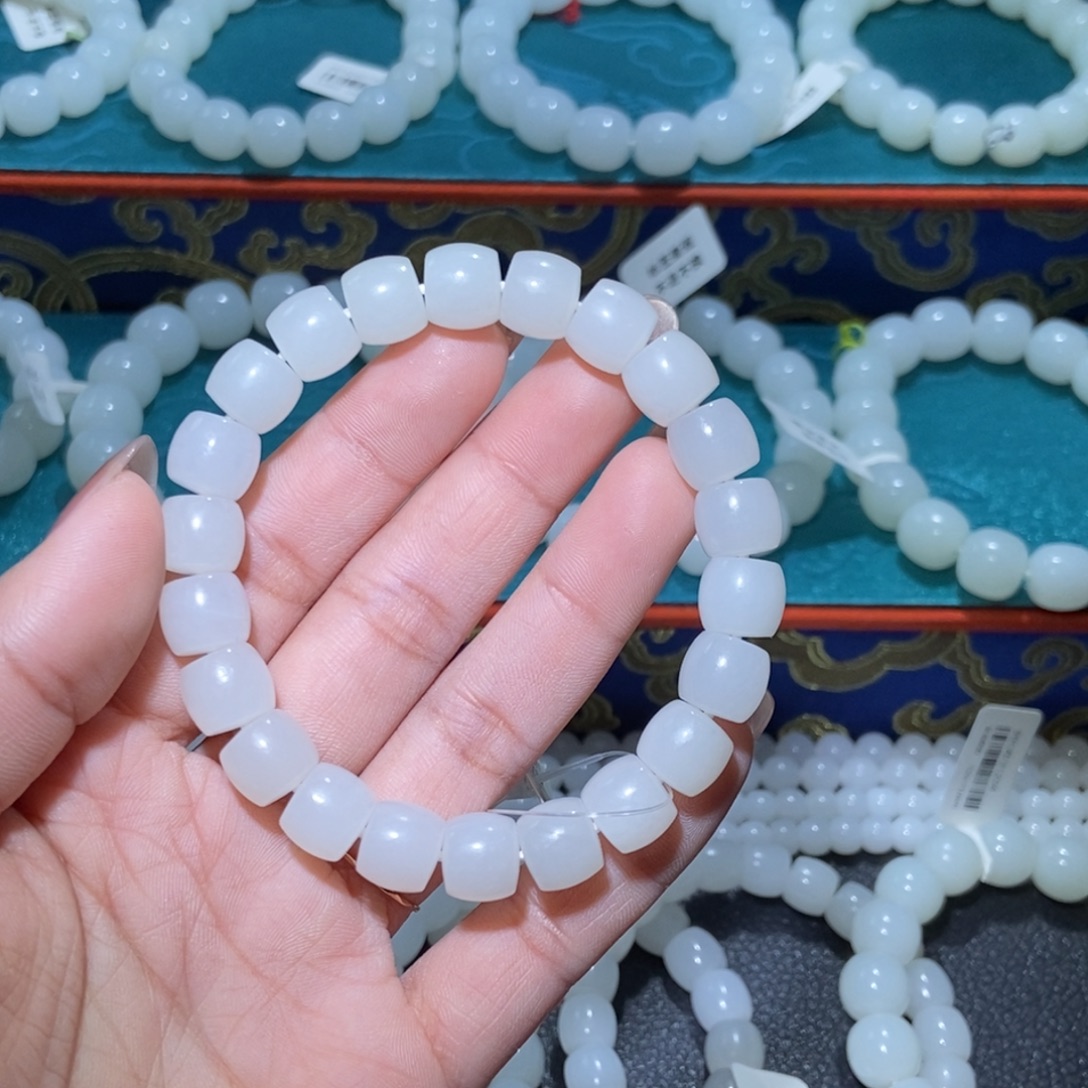 和田玉未镶嵌手串卡10直切