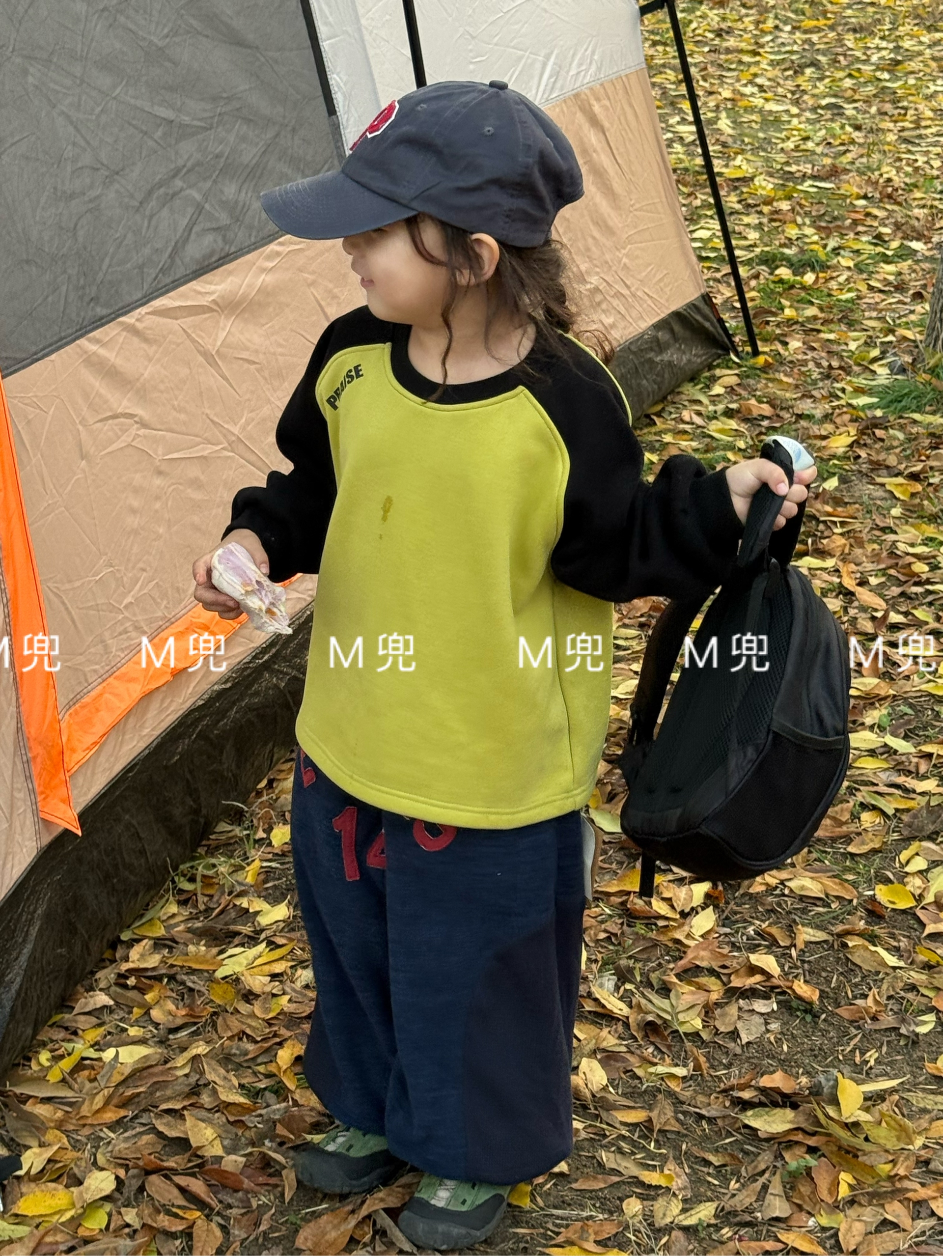 MD25年新款插肩袖加绒卫衣男女同款儿童加绒卫衣上衣