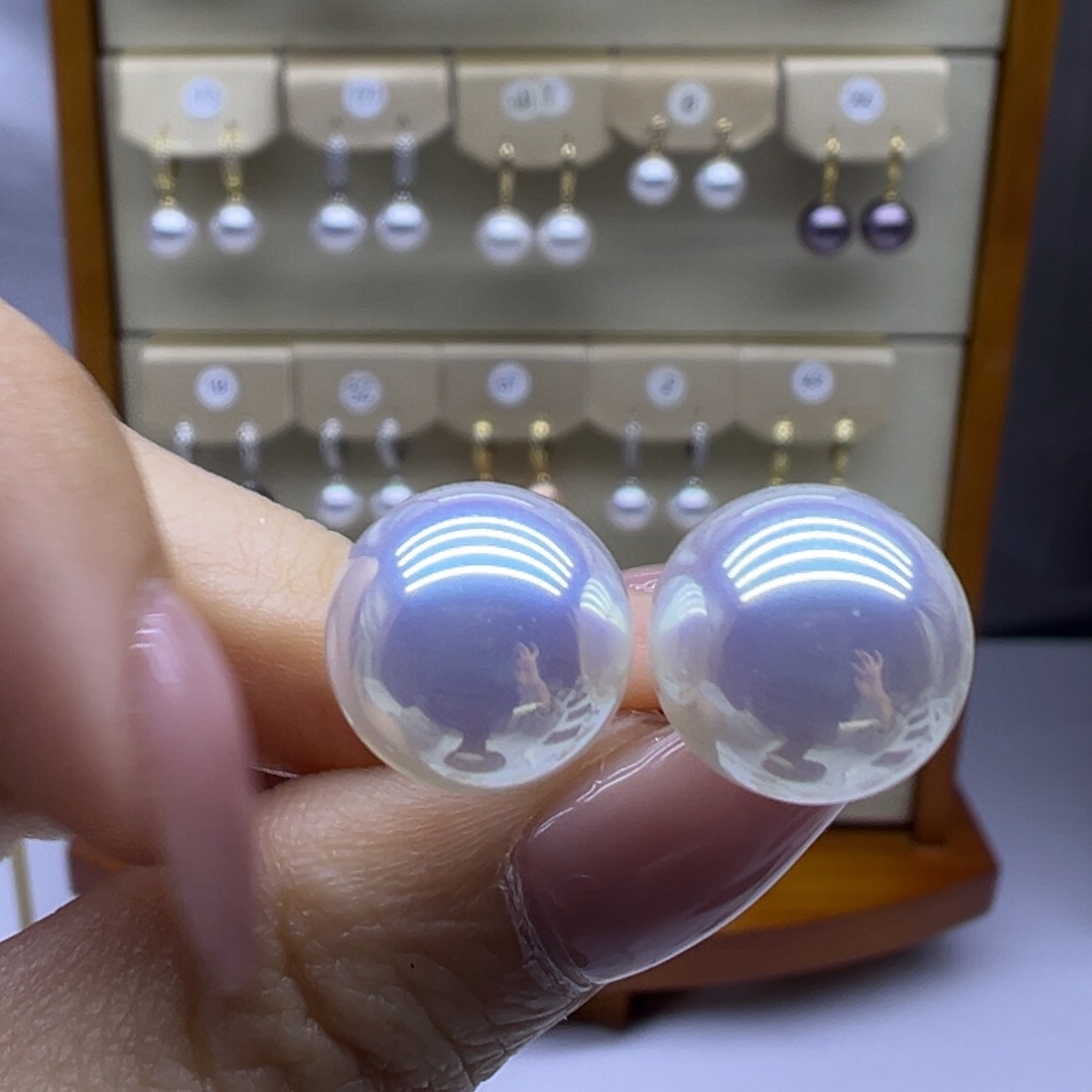 银S925镶嵌淡水珍珠耳饰