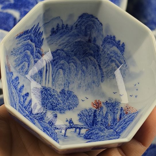 全手工山水八方杯（本人作品）