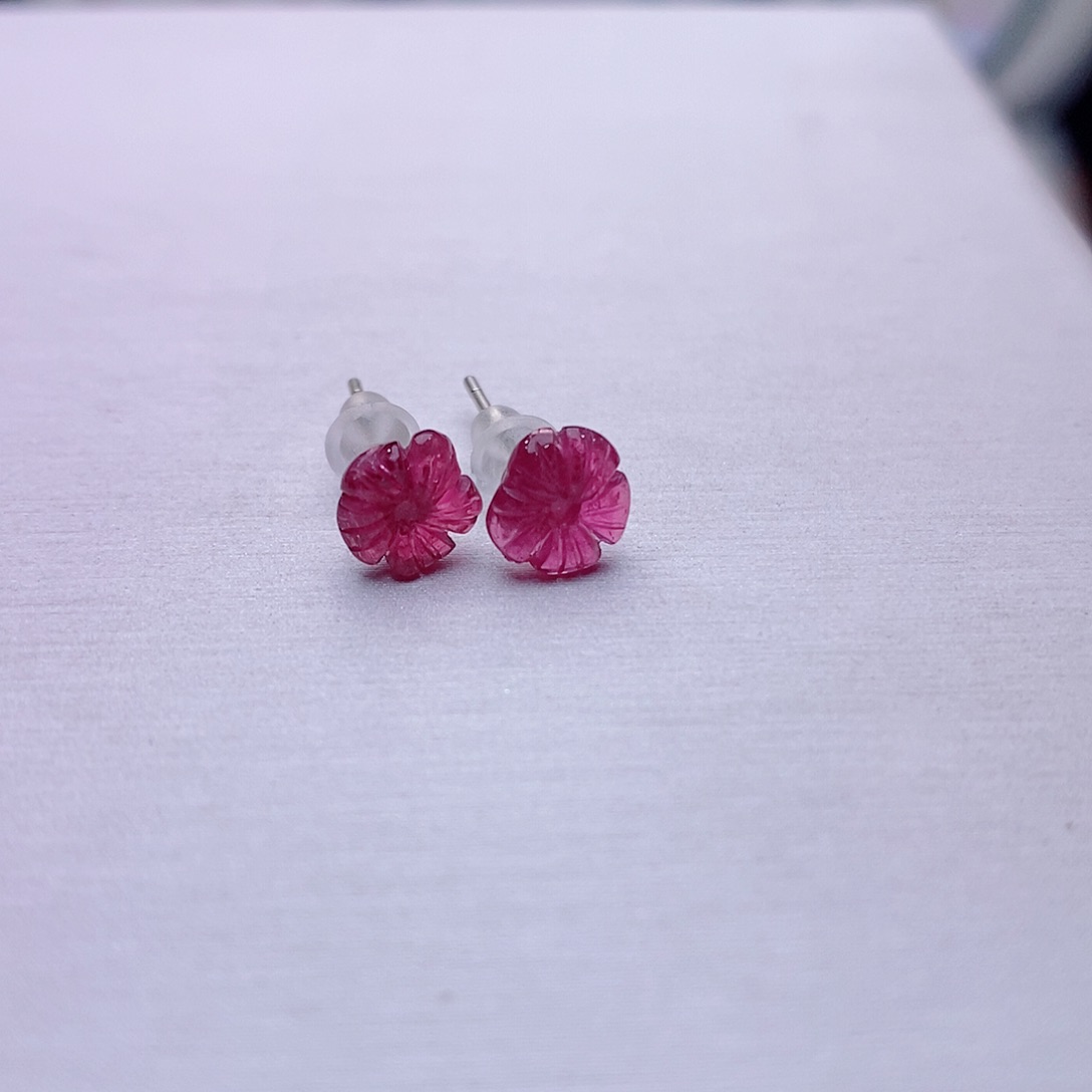 碧玺耳饰银S925镶嵌碧玺耳饰