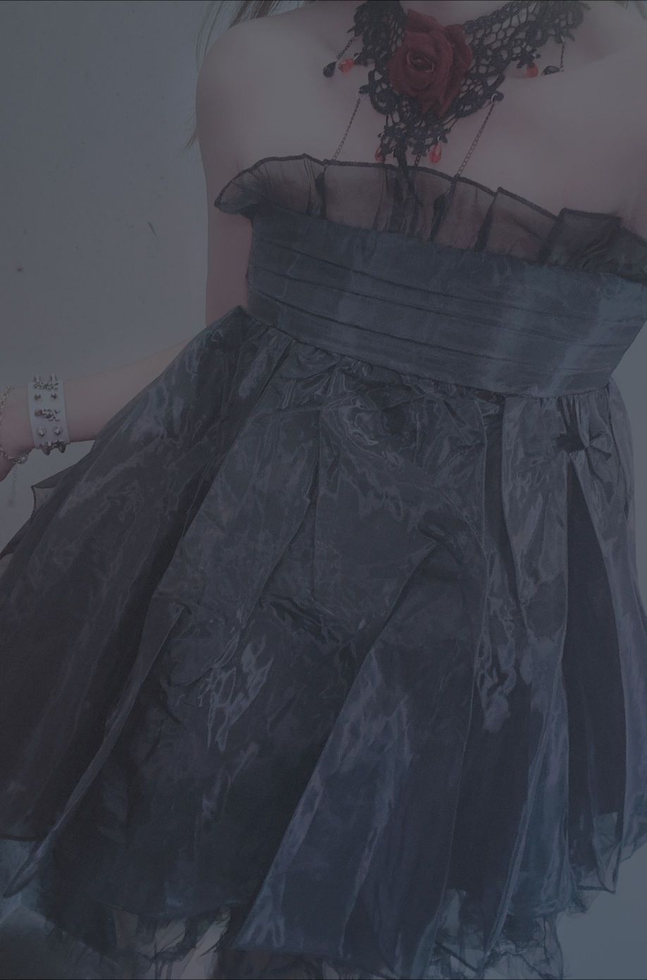 【直接拍】多功能撑蓬群暗黑小众复古气质高腰夏季半裙流光纱群