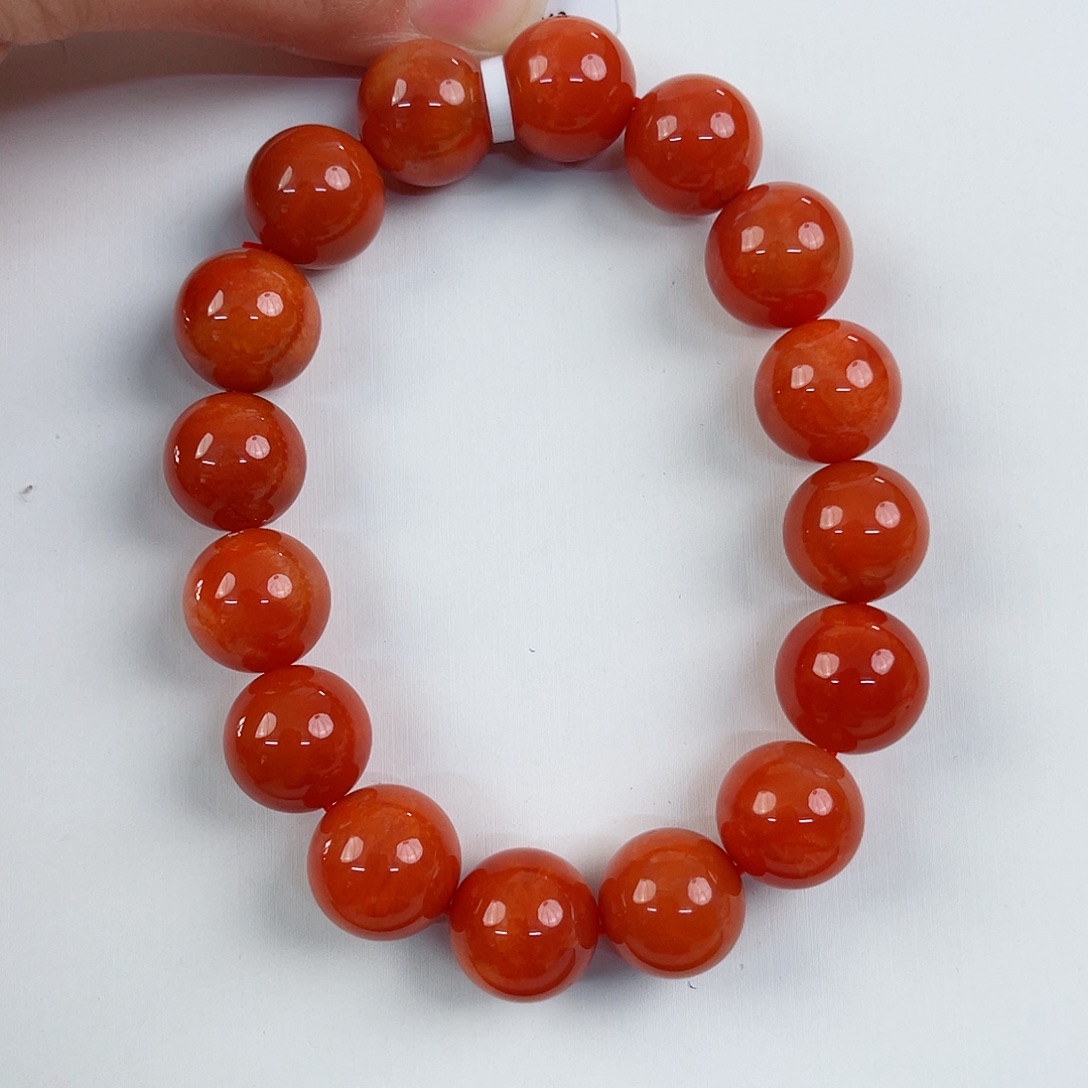 南红玛瑙未镶嵌瓦西圆珠单圈13mm
