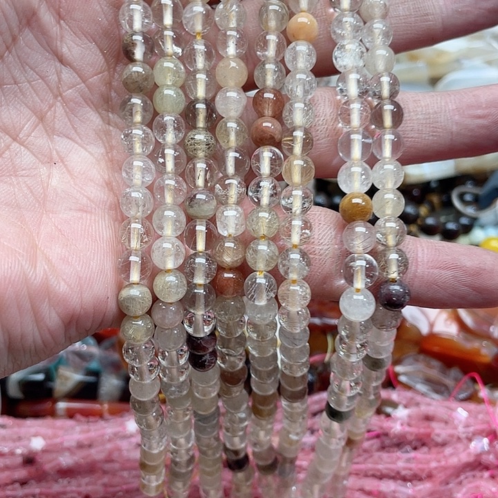 玛瑙/玉髓珠宝半成品未镶嵌一条6mm彩兔毛