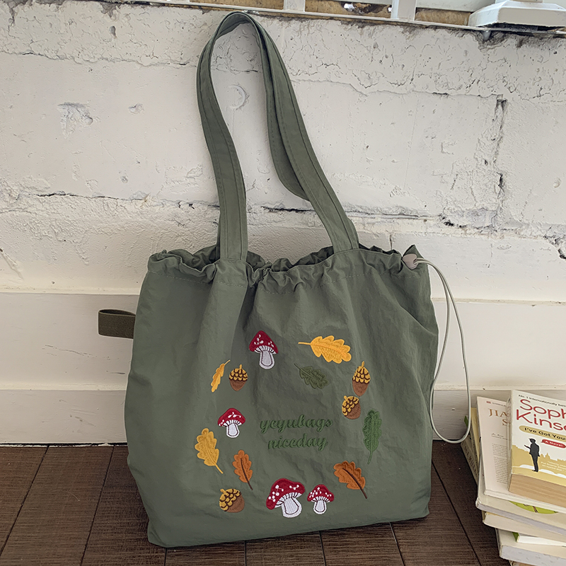 刺绣卡通刺绣托特包大容量百搭单肩包学生外出通勤托特包376