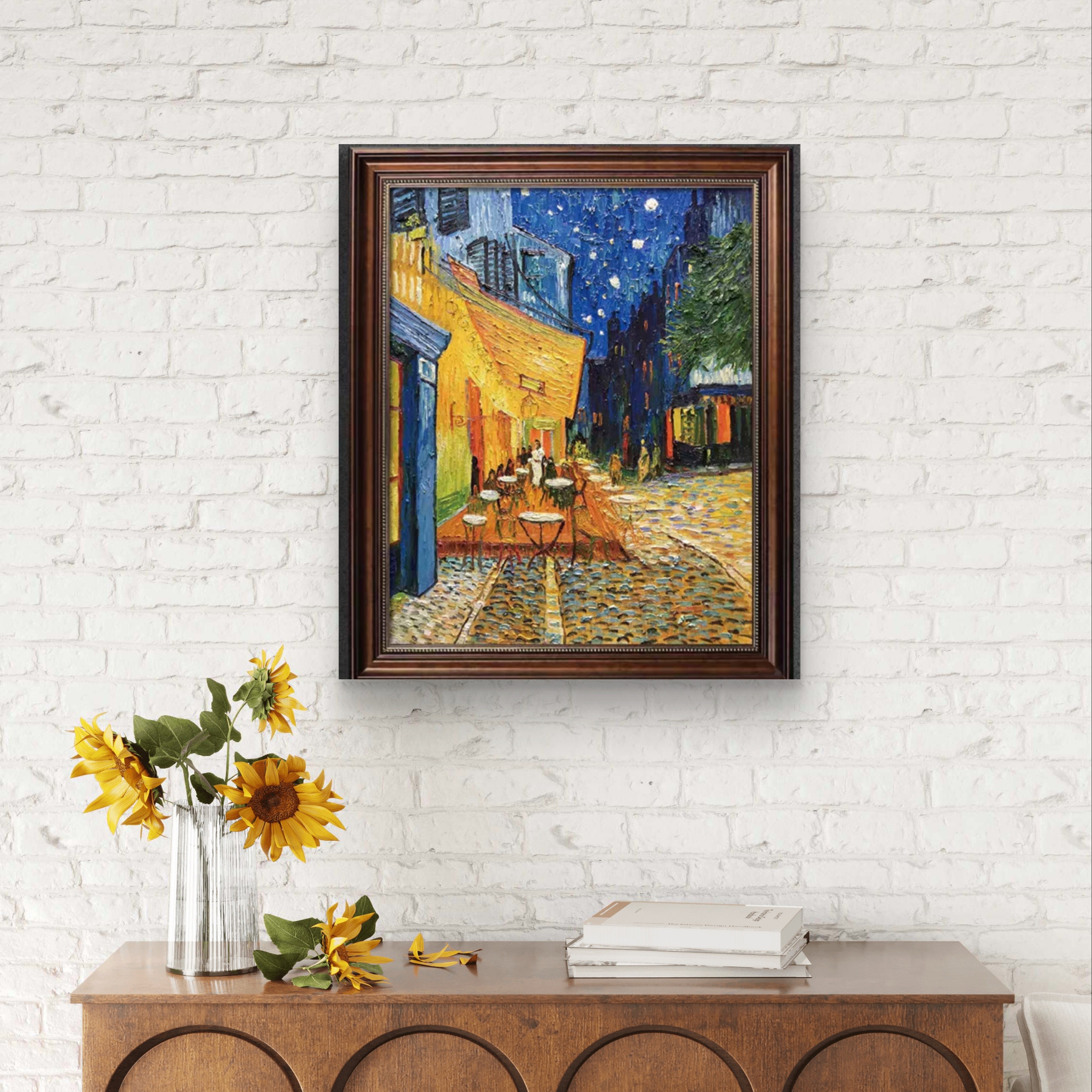 梵高名画夜间咖啡馆后印象派玄关装饰油画餐厅世界同城挂画抽象画