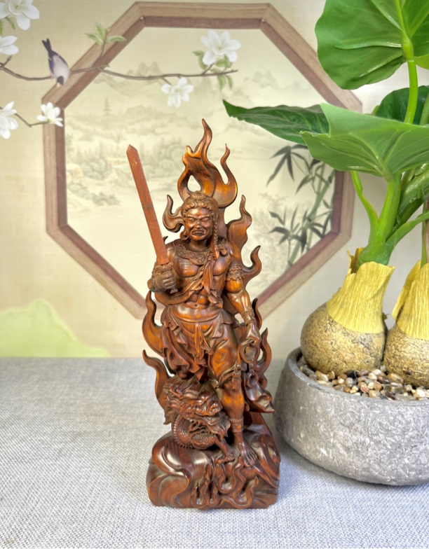 小叶黄杨木仿古（不动明王）摆件高度21.5口径7.5家居怀旧复古工艺