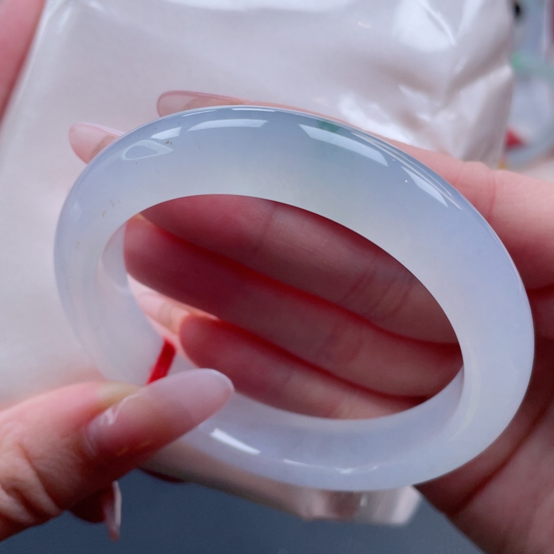 未镶嵌手镯翡翠56.8白冰 落落大方显气质 纯欲天花板2号