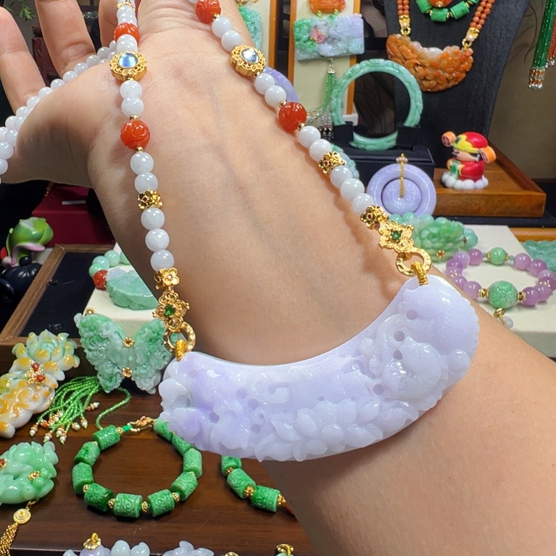 翡翠未镶嵌毛衣链鱼跃龙门