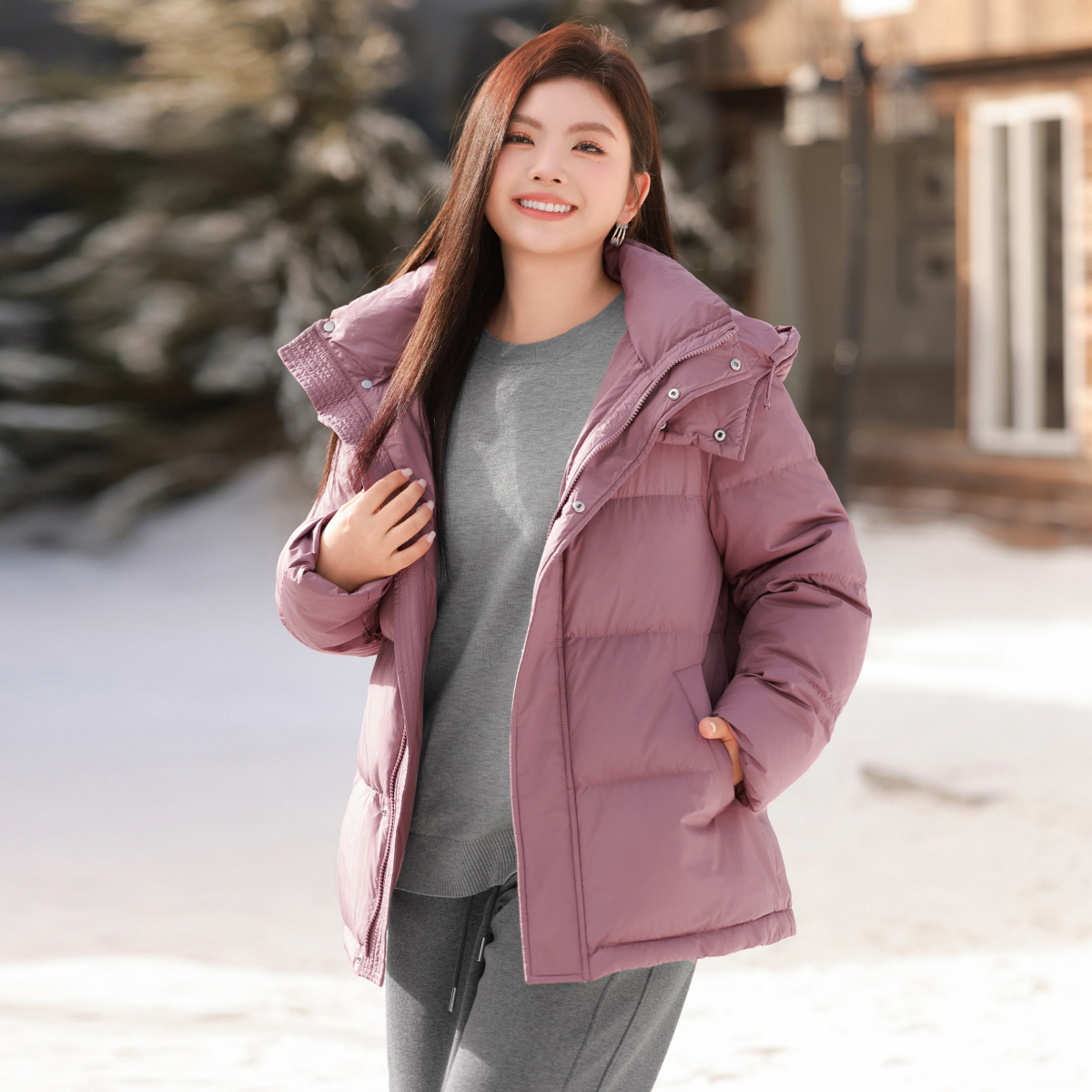 【泡芙蓬松安心绒90白鸭绒】MsShe大码女防泼溅好羽绒X~M2409010