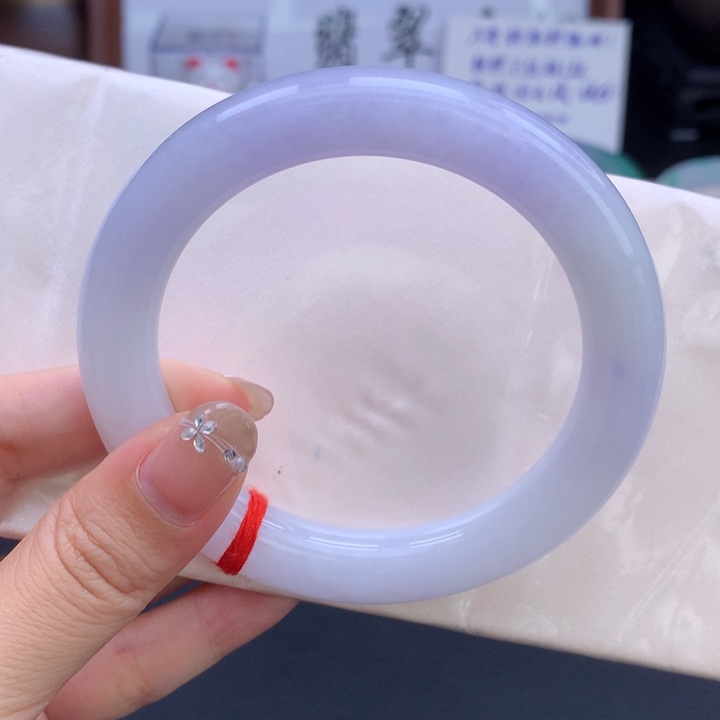 翡翠手镯未镶嵌粉紫圆条01号