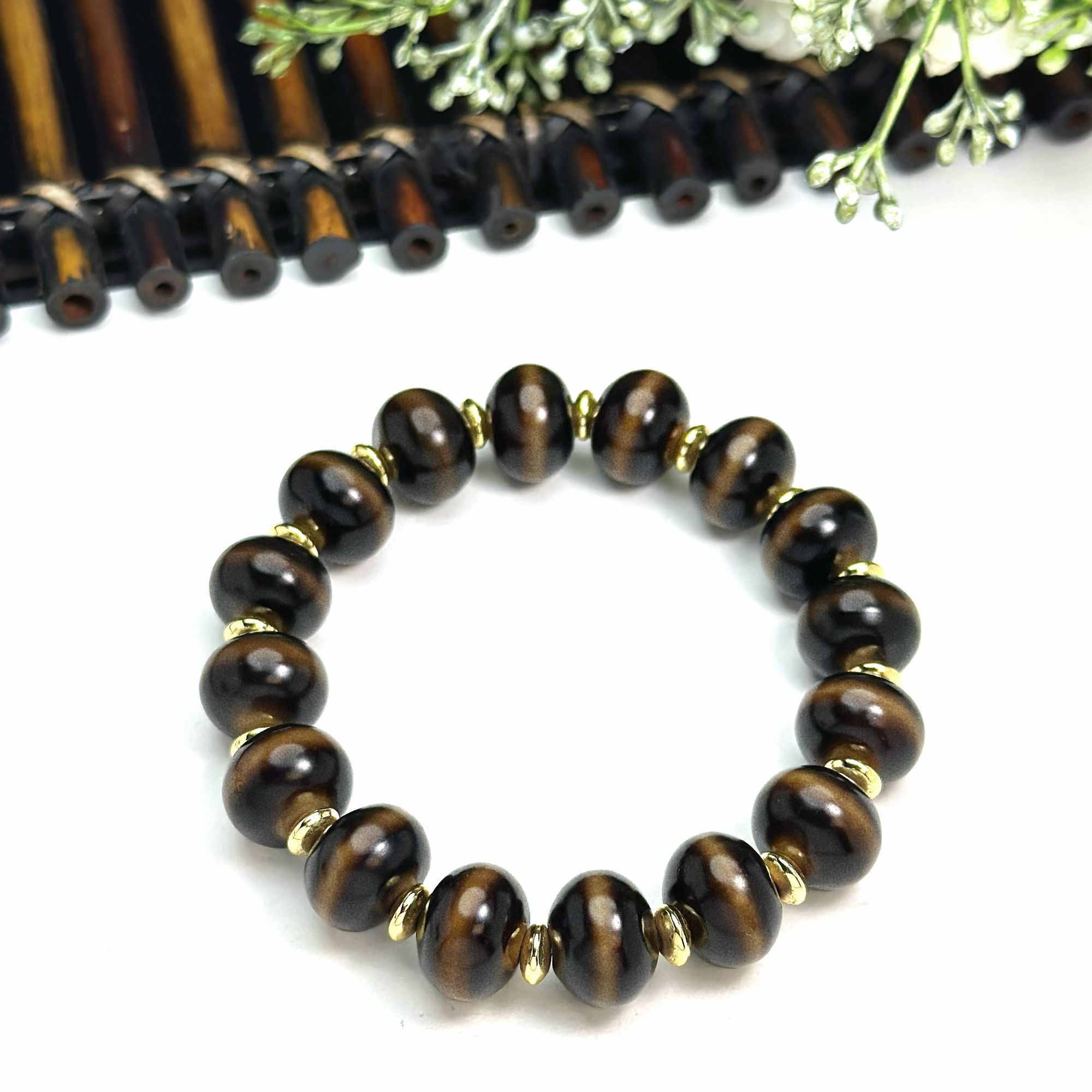 【四宝臻品】精品黑金玛瑙一线药师算盘珠玛瑙手串/13*10mm