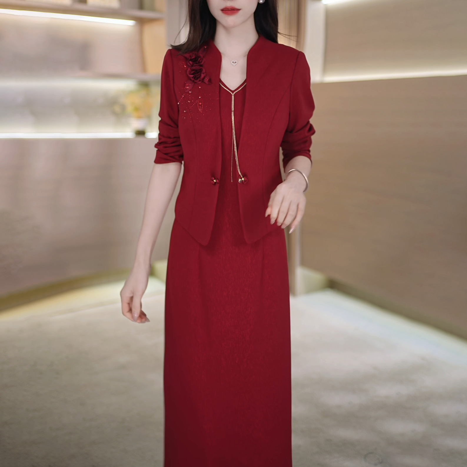 2025秋季新款A3313气质遮肉显瘦大码连衣裙女修身女装连衣裙