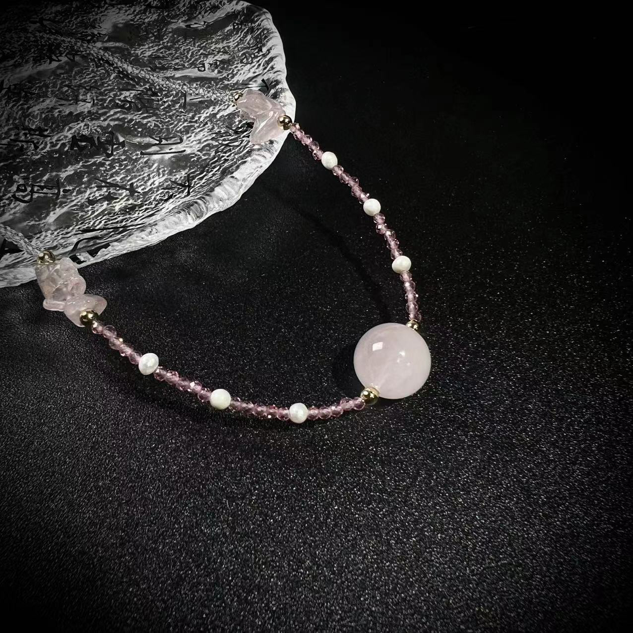 S4105【貝勒爺】粉水晶/原创/锁骨链/项链【多样性发其一】