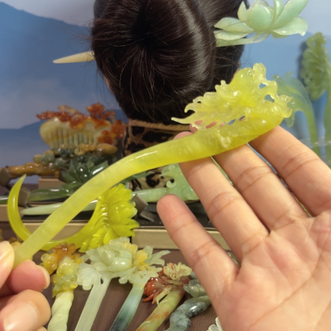 蛇纹石玉发饰合金