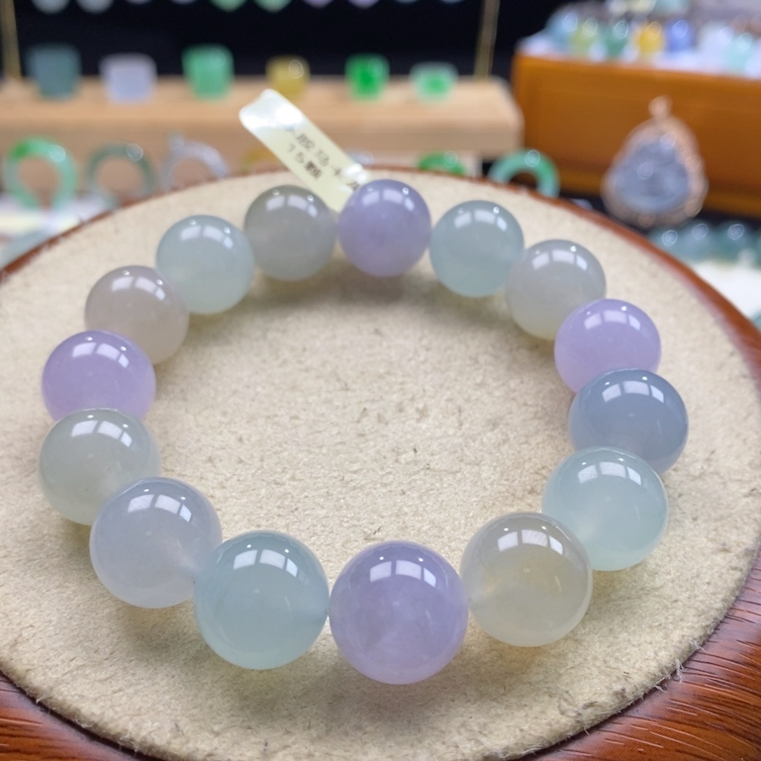 翡翠颈饰未镶嵌翡翠冰胶马卡龙多宝手串卡13.3m