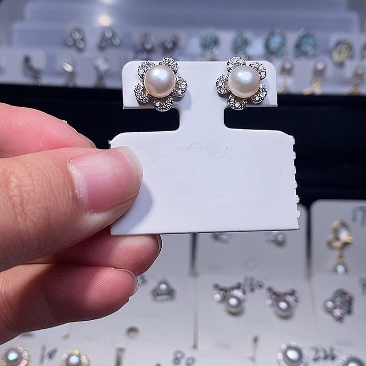 淡水珍珠耳饰银S925镶嵌