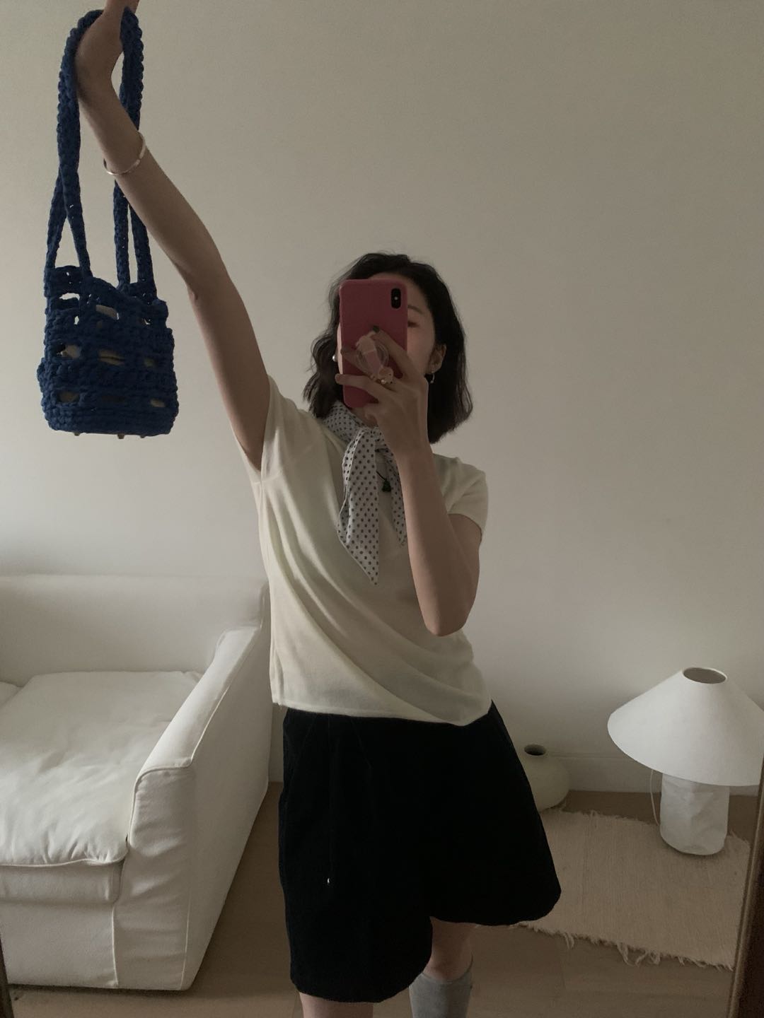 白色圆领短袖针织新款T恤简约随性