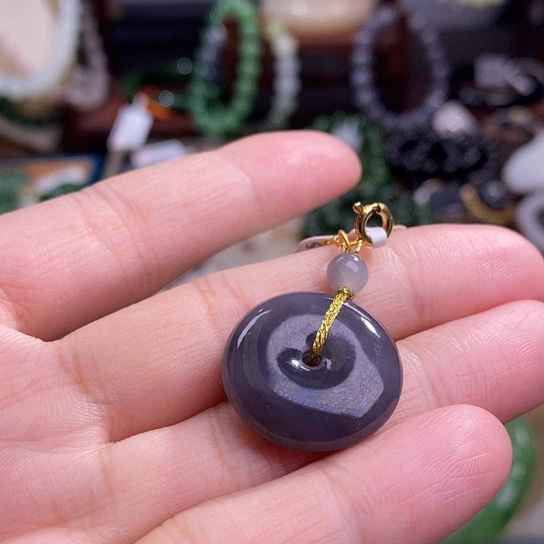 和田玉孤品福利老矿料烟紫银平安扣吊坠未镶嵌