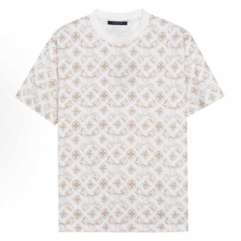 全新未使用 LouisVuitton/路易威登 /XL码/米白色三花满印短袖