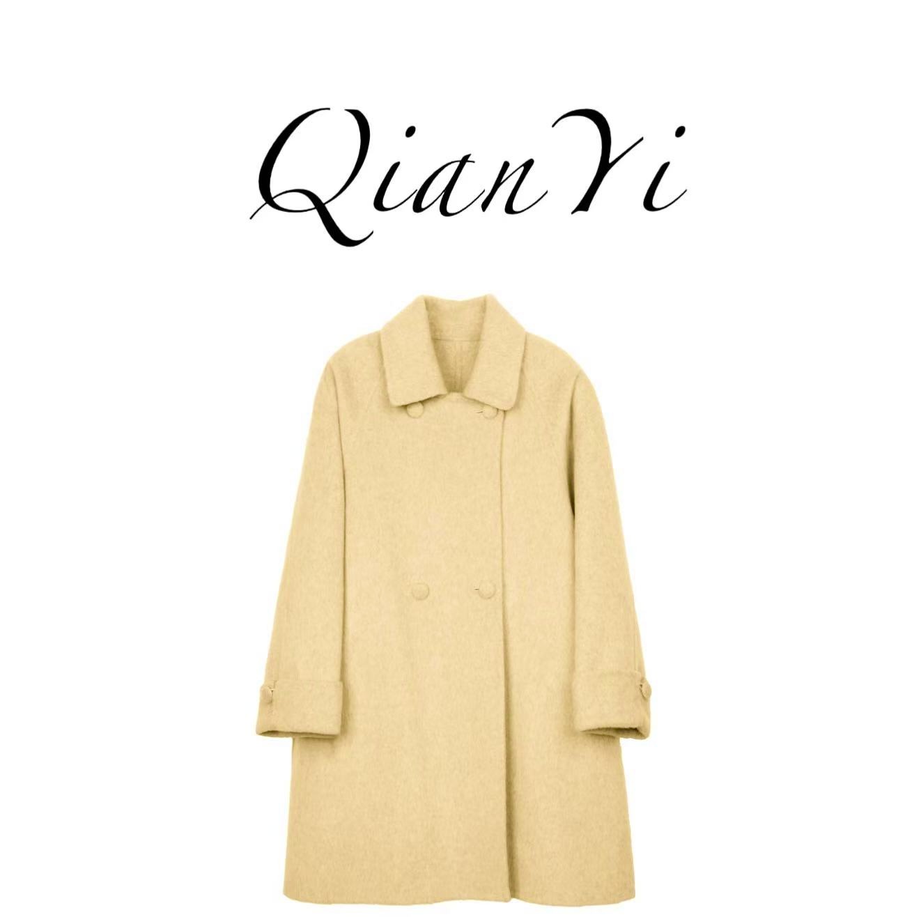 QIAN YI【日暮往事)【福利款】小个子秋冬保暖时尚双面中长羊毛大衣