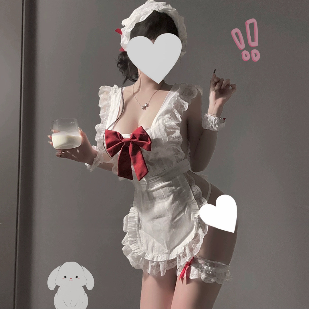 微醺快递员 | 【心动】围裙蕾丝睡裙 头饰红结摇落未启唇