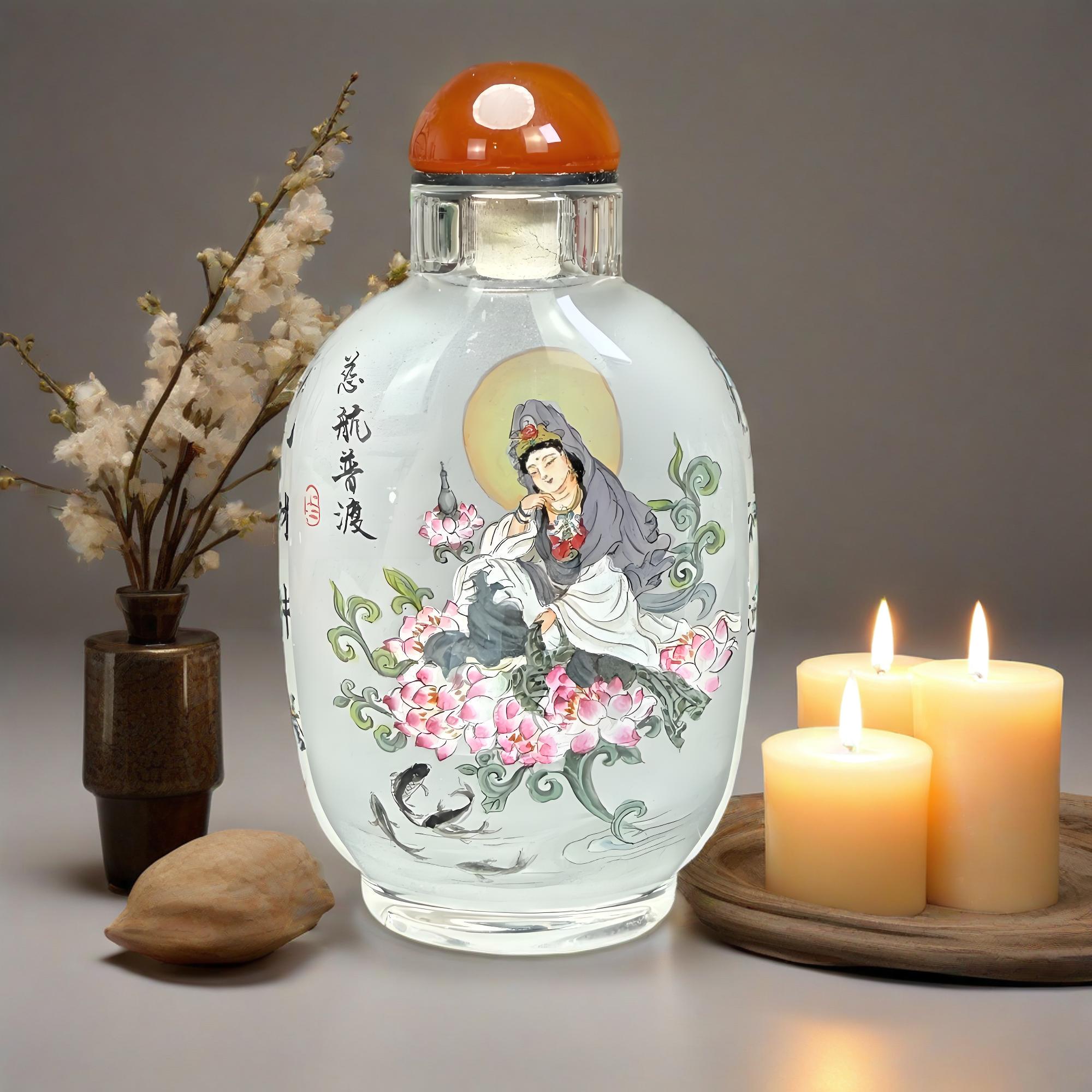 非遗手绘内画鼻烟壶传统文化工艺展品珍藏欣赏礼物摆件观音菩萨