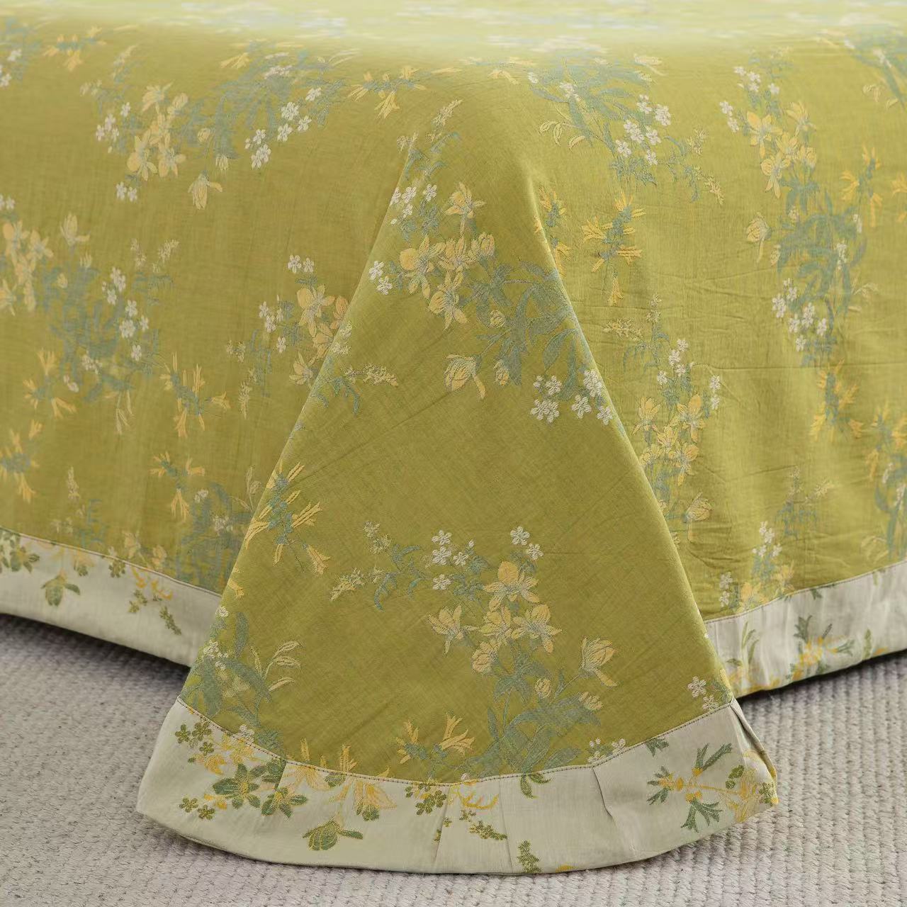 【三件套】A类母婴级全棉纱布多彩色织色拼贡缎提花三件套-高支高密