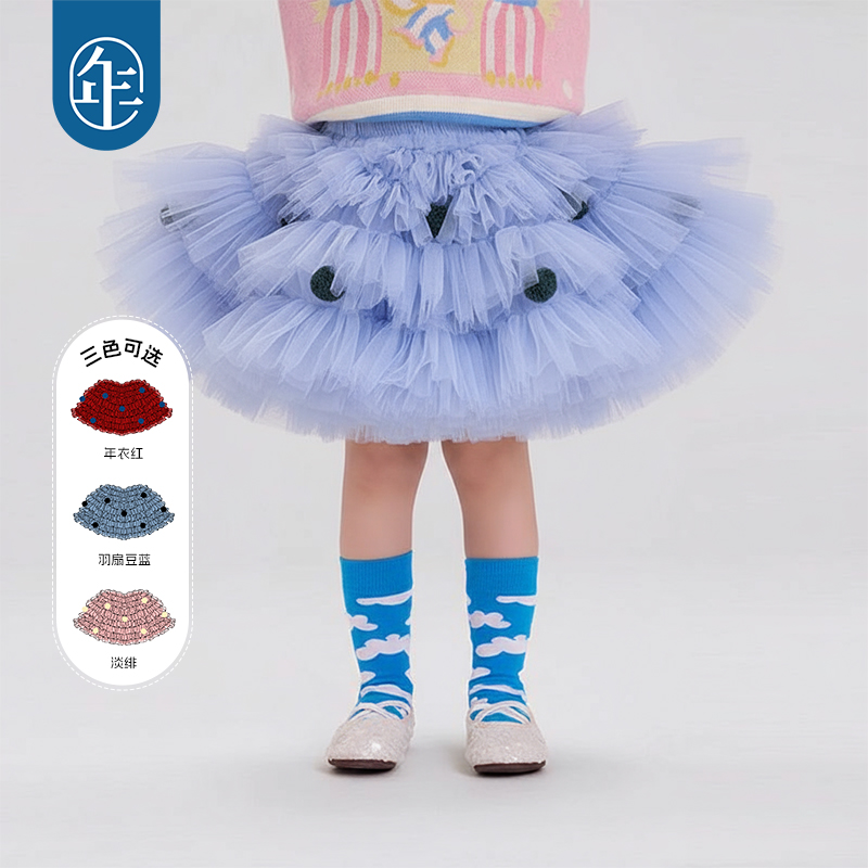 【花样多多】年衣童装半身裙女童秋冬新款公主风蛋糕裙短款纱裙