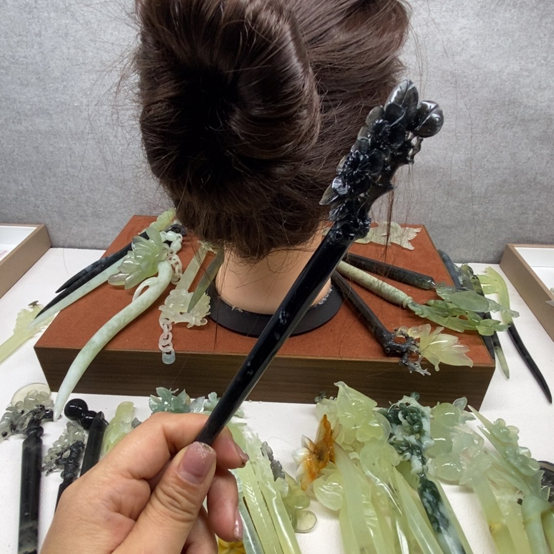 吹***散蛇纹石玉未镶嵌发饰