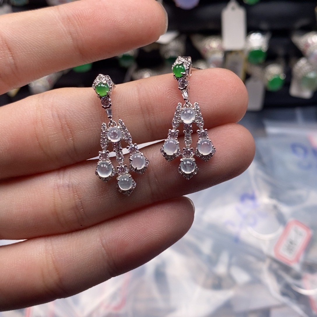 翡翠戒指银S925镶嵌Z****笑天然缅甸翡翠a货