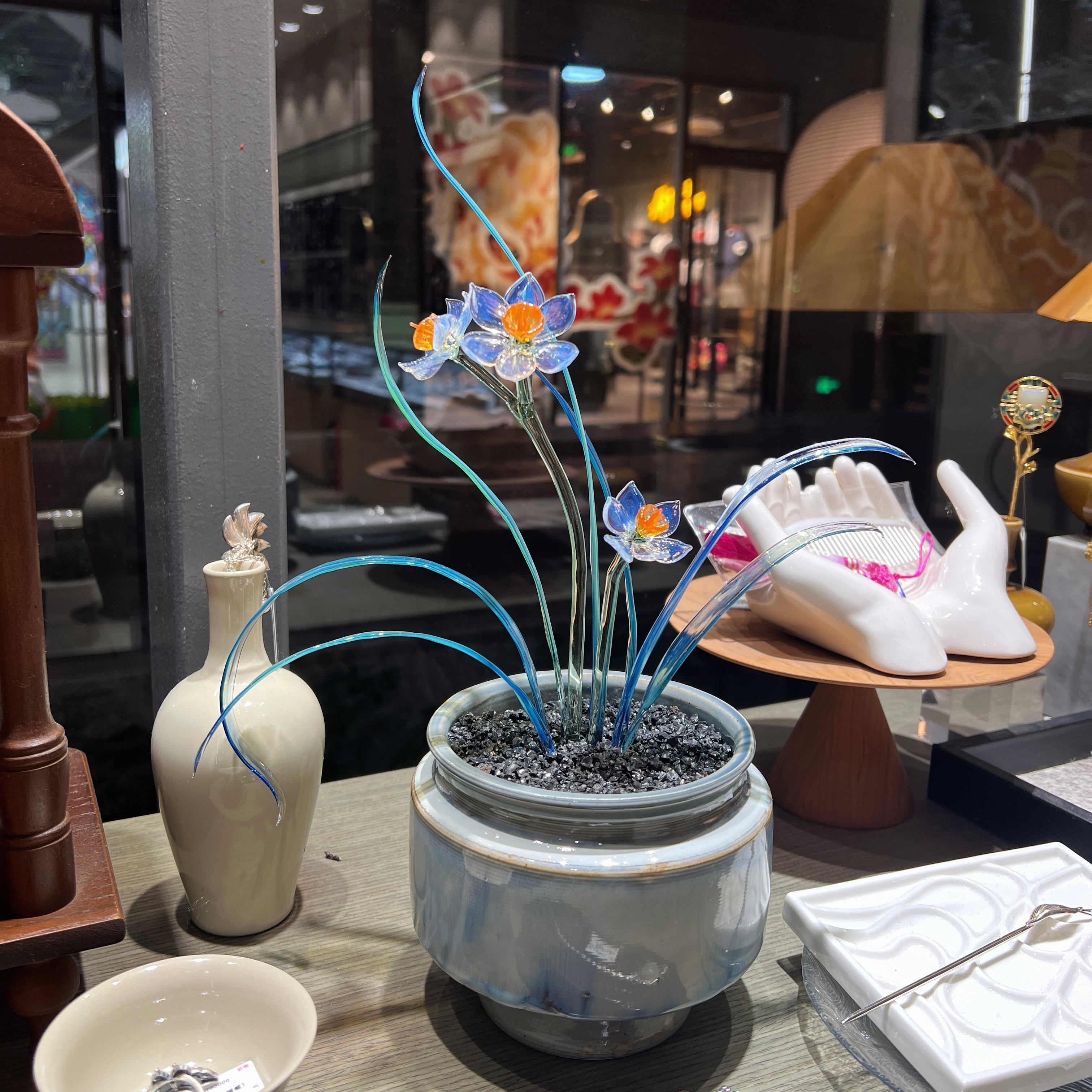 【水仙花】纯手工琉璃玻璃水仙花永生花 玻璃摆件送花瓶