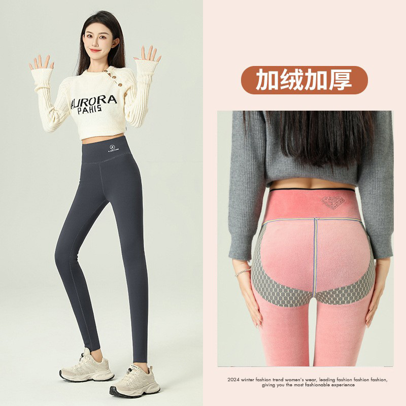 加绒鲨鱼裤女冬季收腹提臀九分裤高腰透气大码瑜伽打底紧身裤外穿