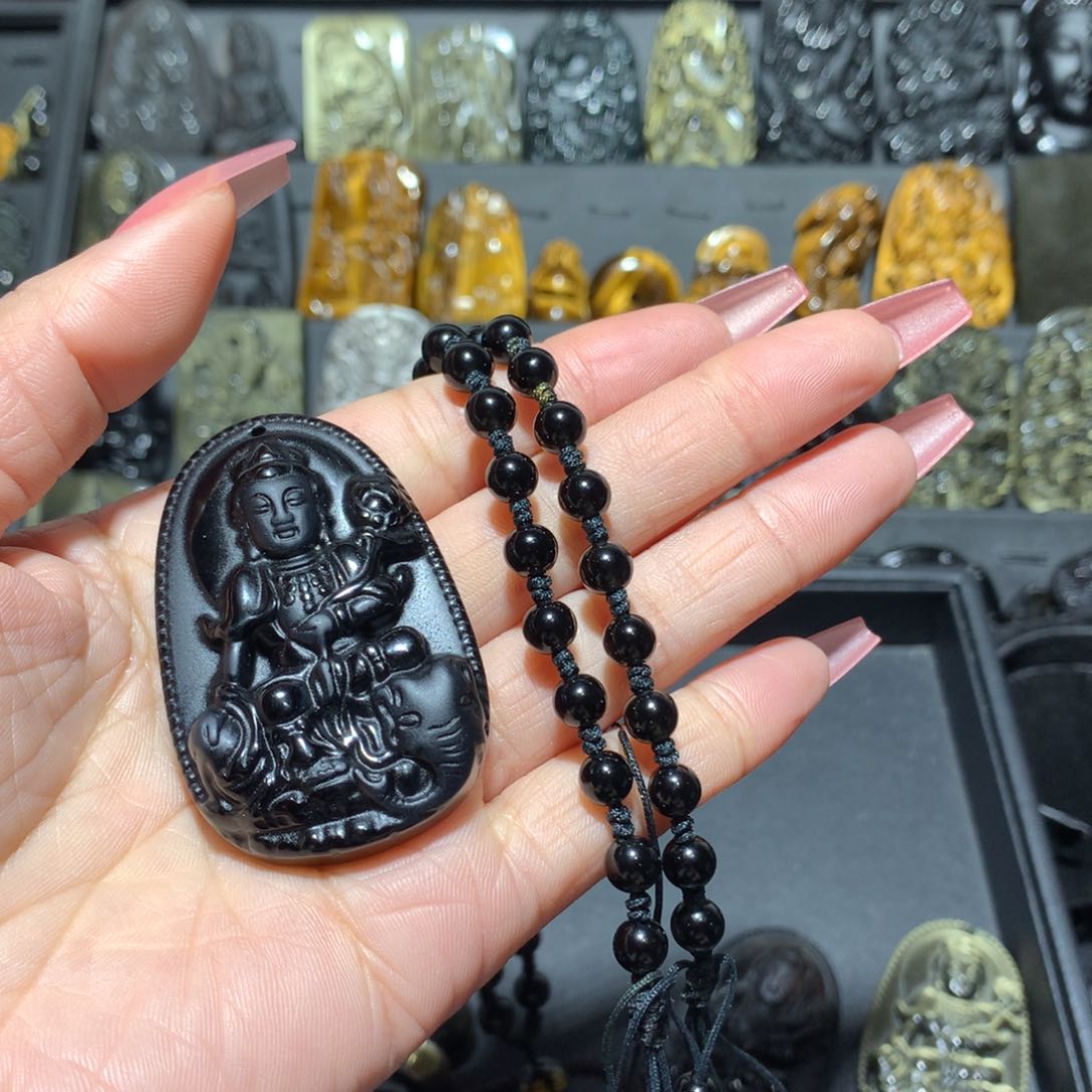 黑曜岩吊坠(赠链)未镶嵌金**起