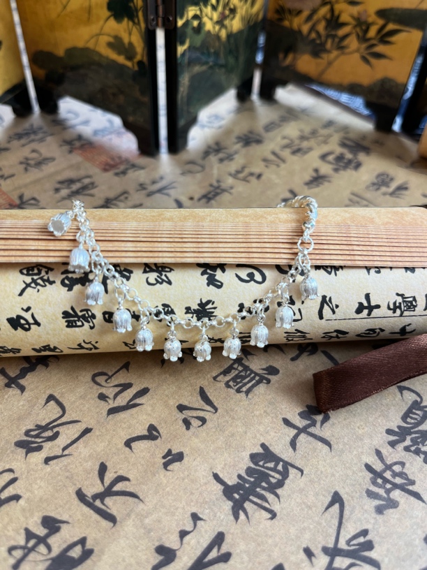 足银手链 铃兰花半镯半链时尚精致送老婆送女友生日礼物