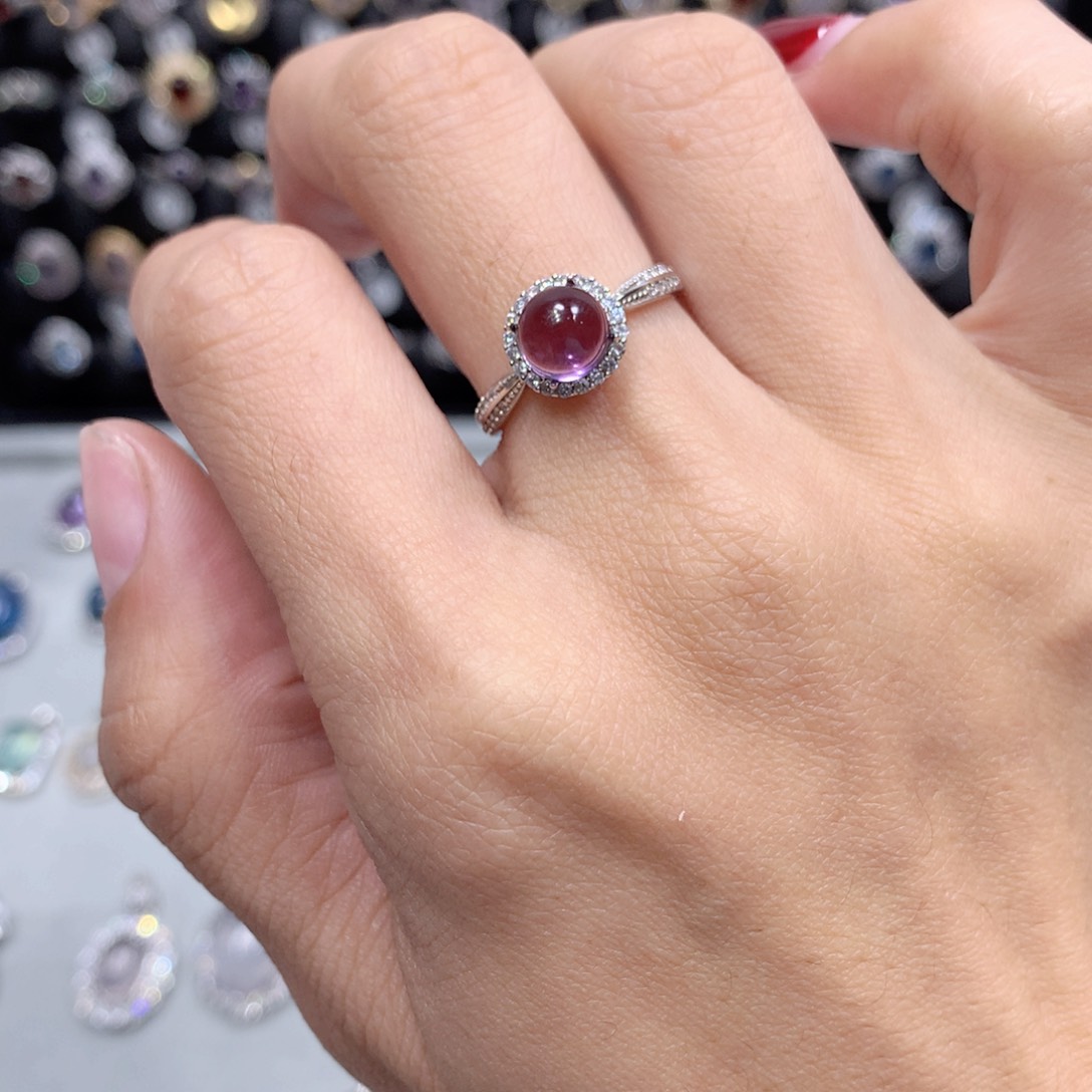 紫晶戒指银S925镶嵌戒指