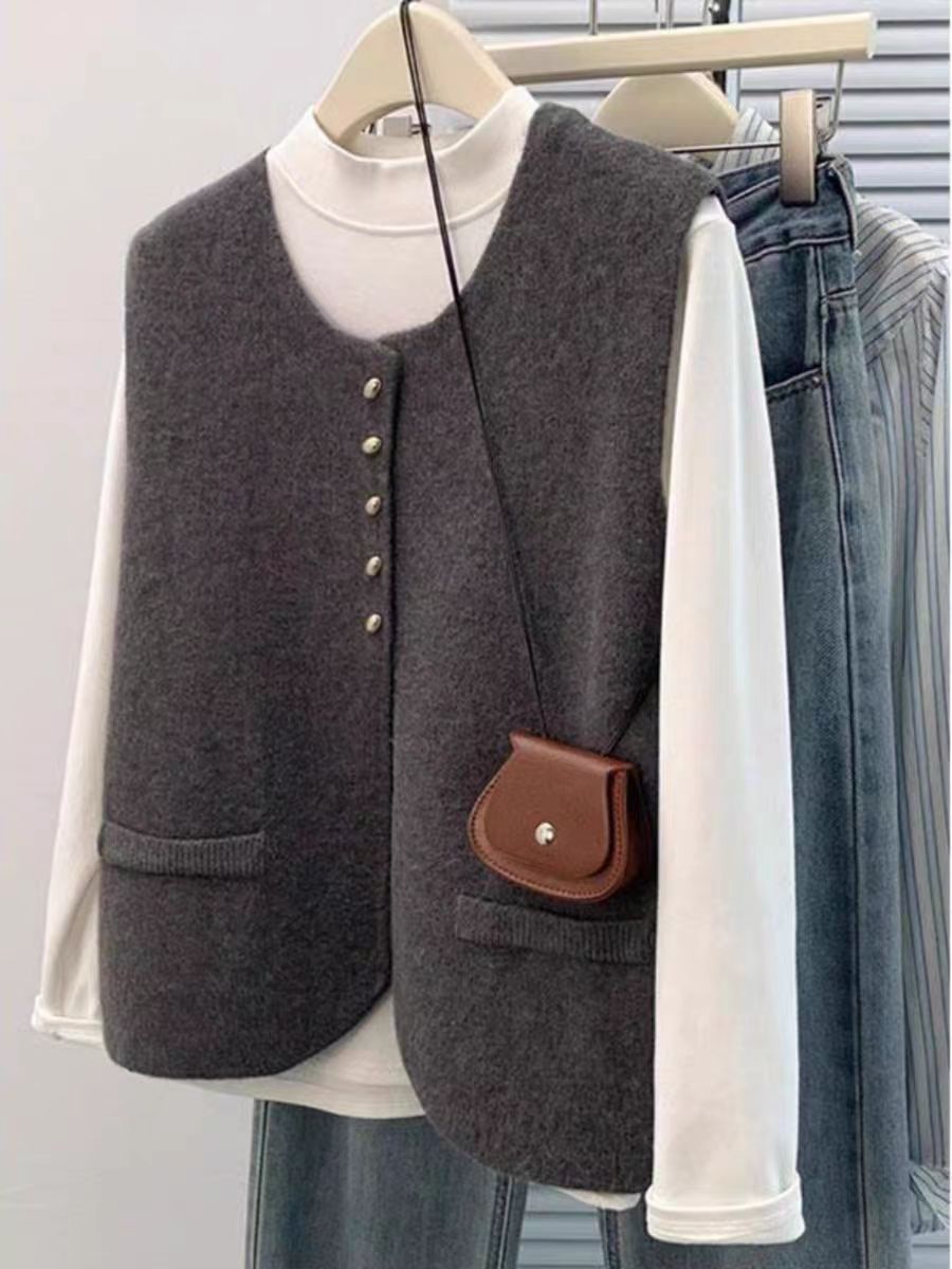 99马甲春秋针织高级感无袖短款叠穿