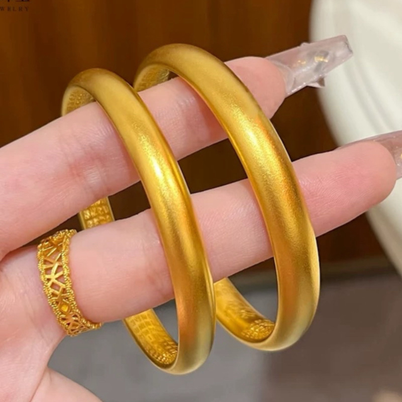 合金手镯 【精工】卡8心经手镯女实心素圈泥鳅背手环