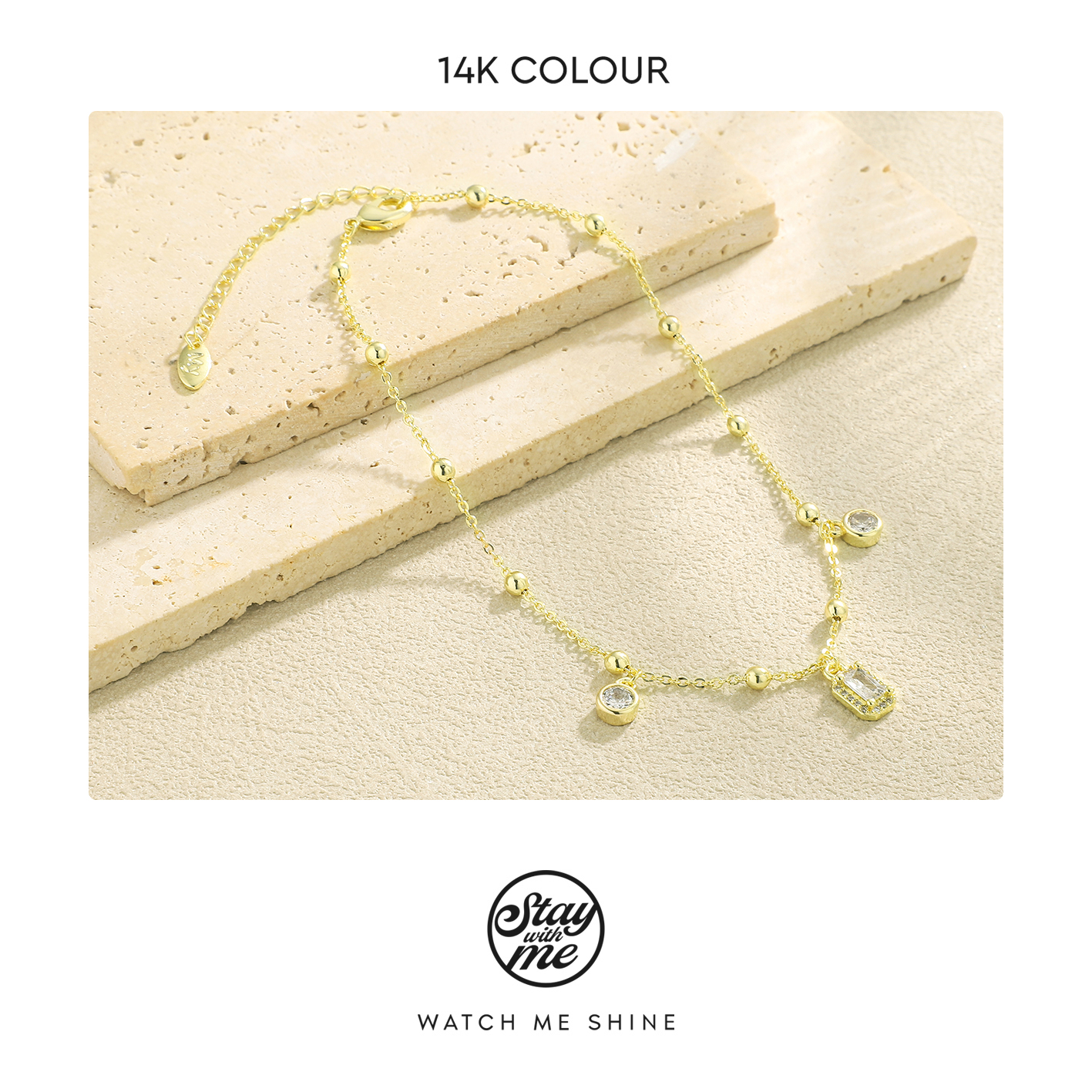 STAY WITH ME 铜合金合成锆石脚链 小众设计f0197-2脚链