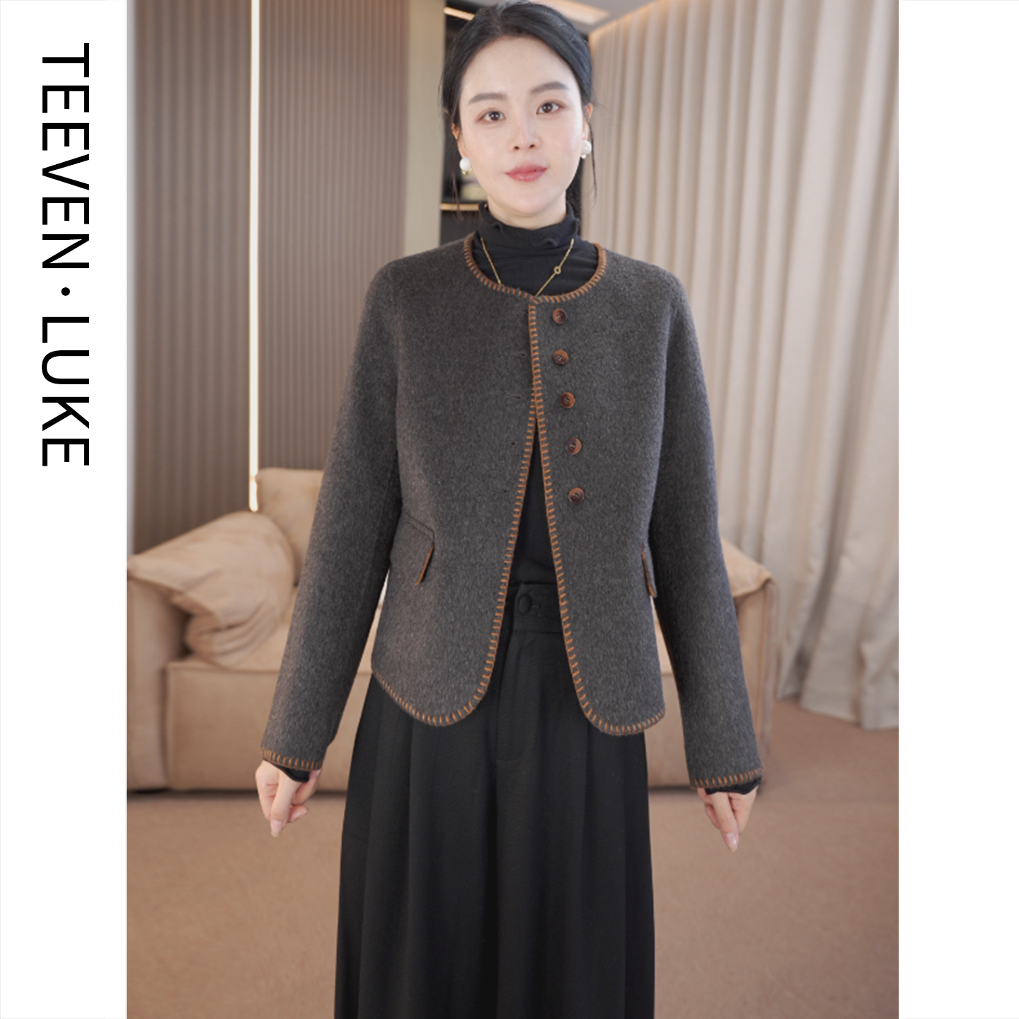 2025年新款外套女羊毛新款双面呢外套时尚高端洋气