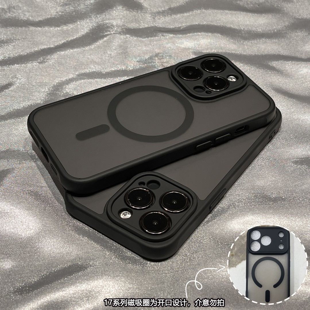 适用磨砂黑色磁吸苹果16/17Promax手机壳iPhone15/14/13/12防摔11