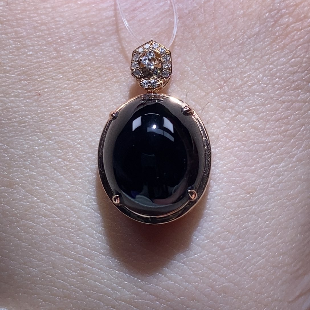 吊坠(不含链)18K金镶嵌翡翠